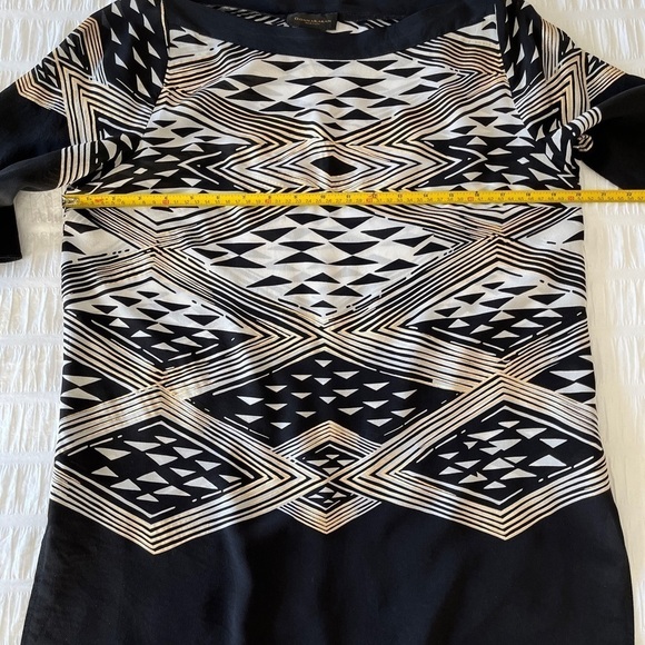 DONNA KARAN New York Silk Tunic Boatneck Metallic Geometric Design Day to Night - Picture 16 of 16